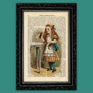 Alice et bouteille Drink Me Print Alice in Wonderland Poster Lewis Carrol Dorm Room Print Gift Wall Decor Poster Dictionary Art Print (4-Nº11)