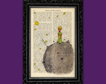 キツネページ 星の王子さまとキツネ – ヴィンテージ辞書のページに有名な引用