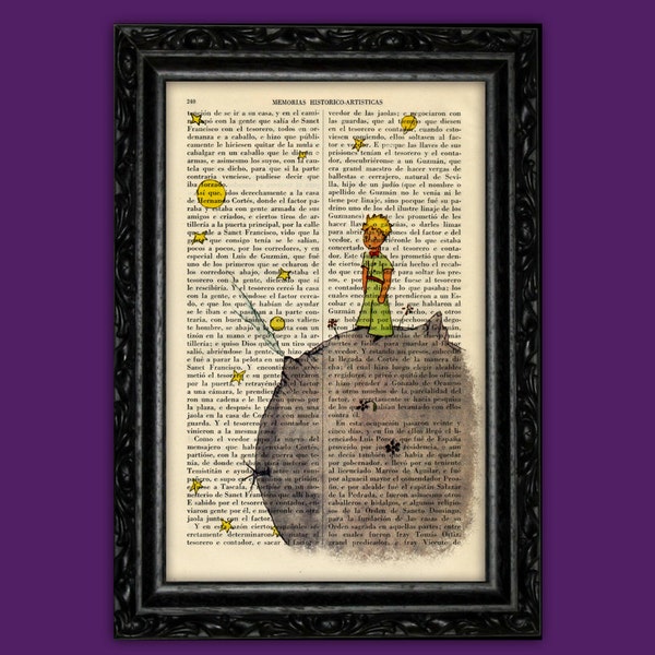 Le Petit Prince Livre Art Print Le Petit Prince Dortoir Décorations Livre Antique Page Dictionnaire Antique cadeau bébé cadeau baby shower cadeau (47-Nº1)