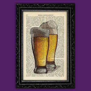 Beer Draugh Glasses Book Art Print Beer 2 Glasses Art Decor Birthday Gift Print Wall Decor Poster Poster Book Art Dorm Print Glass (17-Nº16)