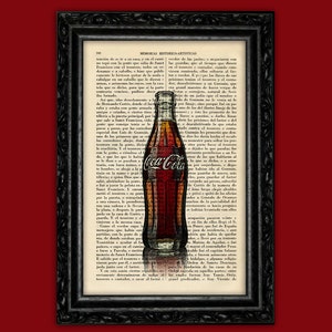 Coca Cola Bottle Print Gift Book Art Vintage Book Page Coke Art Decor Birthday Gift for dad Bar Wall Decor Prints Soda (17- Nº19)