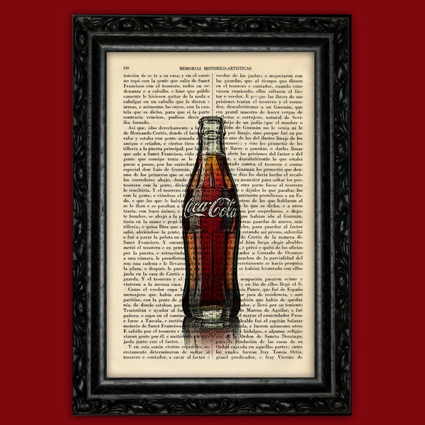 Coca Cola Bouteille Imprimer Livre Cadeau Art vintage Livre Page Coke Art Décor Cadeau d’anniversaire pour papa Bar Wall Decor Prints Soda (17- Nº19)