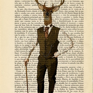 Stag Lord Book Art Print Deer Art Birthday Gift Print Animal Art Dorm Room Print Gift Print Wall Dictionary Art Print 6 Nº52 image 2