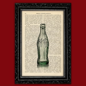 Coca Cola Empty Bottle Print Coke Gift Book Art Vintage Book Page Coke Art Decor Birthday Gift for dad Bar Wall Prints Soda (17- Nº18)