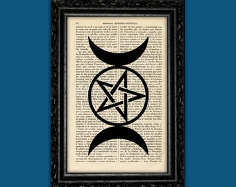 Wicca Triple Luna Símbolo Arte Imprimir Wicca Póster Magick Luna Dormitorio Imprimir Regalo Esotérico Magia Imprimir Diccionario Libro página Imprimir (20)