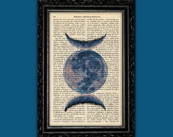 WICCAN Mond DREI GÖTTIN Altar Dekor Maiden Mutter Crone Buch seite Mond Kunst Poster Magie Druck Wand dekor Poster Wörterbuch (54-Nº2)