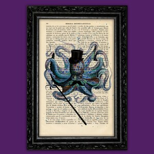 Octopus Lord vintage Print  Book Art Poster retro hipster octopus sea life Dorm Room Geek Print Gift Print Wall Decor Poster Dictionary (29)