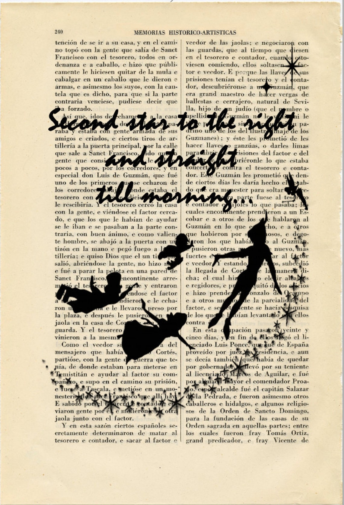 Peter Pan Second Star to Right Silhouette Art Print Hook Book Poster ...