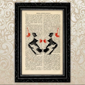 Rorschach blot image test print psychology art Rorschach ink Sign Book Art Print Dictionary Page Book Art Poster psychology (48-CARD N3)