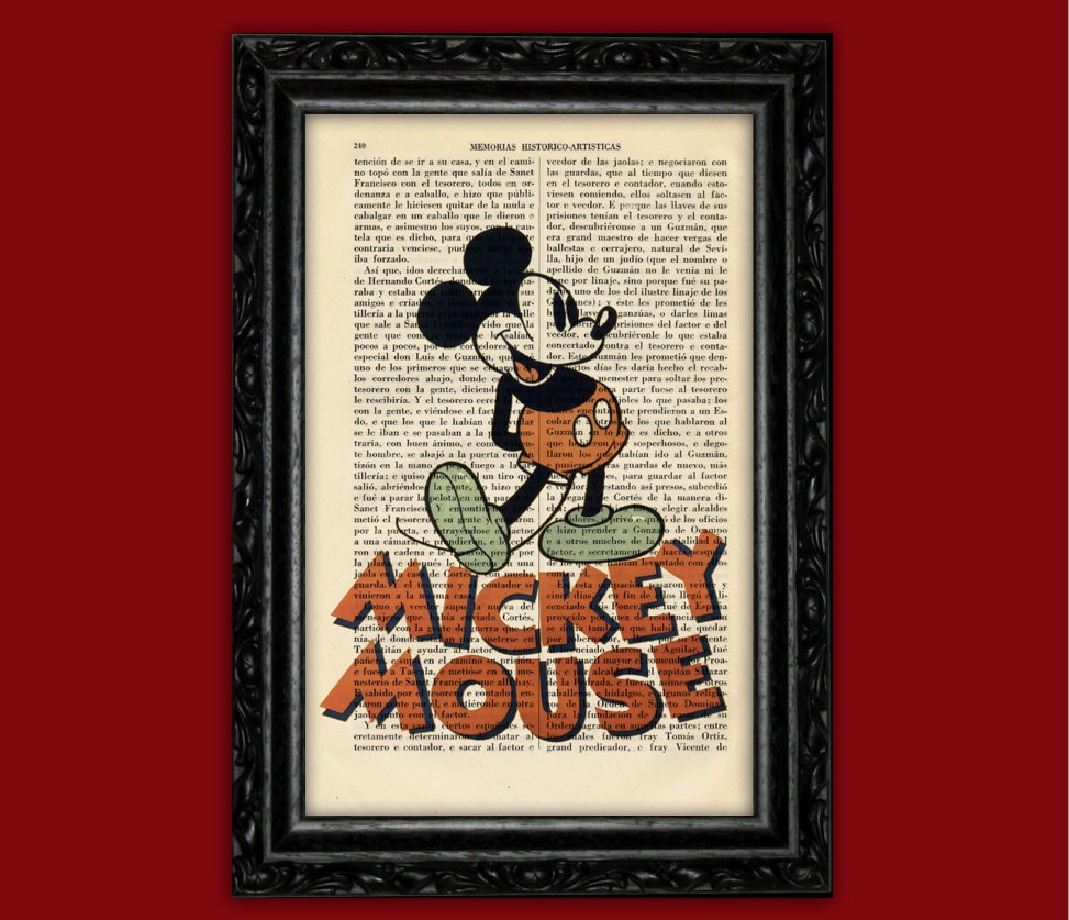 アンティークWALT DISNEY'S MICKEY MOUSE 木彫りポスター Disney Mickey Mouse Retro Poster Print T165 | eBay