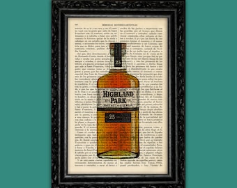 Whisky Bottle Art Print Highland Park Whiskey Art Decor Father's Day Office Birthday Gift Print Wall Decor Poster Book Art (17- Nº15)