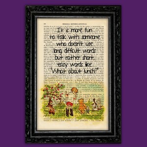 Winnie the Pooh old page quote art print E H Shepard Art Quotes Original Dorm Room Print Gift Wall Decor Dictionary (56-Nº7)