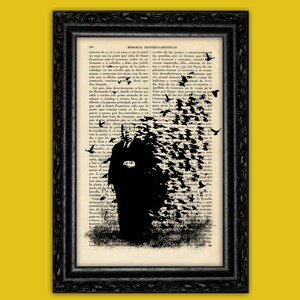 Banksy Hitchcock Uccelli Stampa d'arte Banksy Street Art Stencils Libro Arte Poster Dorm Print Gift Print Wall Decor Dictionary Art Print (9-Nº12)