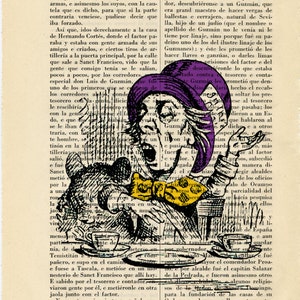 May include: A black and white illustration of a man wearing a purple hat and a yellow bow tie. The man is looking to the right and has a surprised expression on his face. The illustration is from a book and the text on the page is visible. The text reads "MEMORIAS HISTORICO-ARTISTICAS".