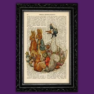 Beatrix Potter Personajes Peter Rabbit Vintage Art Print Beatrix Potter Original Poster Dorm Room Print Gift Wall Decor Dictionary (10-Nº1)