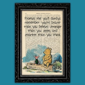 Winnie the Pooh e Piglet Poster vecchio libro pagina stampa artistica Citazione Poster originale Dorm Room Print Gift Wall Decor Dictionary (56-Nº28)