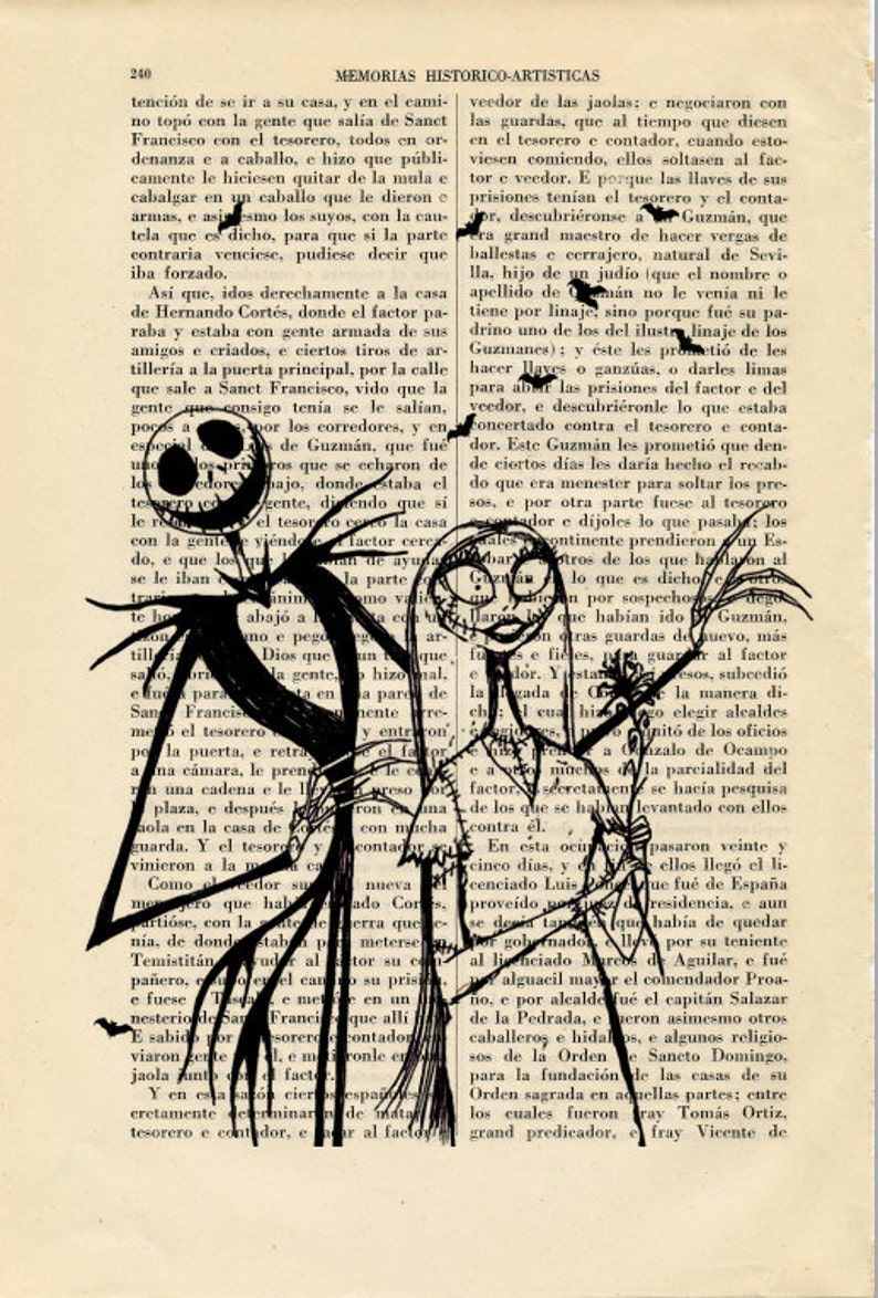 Jack Skellington and Sally Print Tim Burton Halloween Nightmare Before Christmas Poster Book Art Dorm Room Wall Decor Poster Art 24-Nº6 image 2