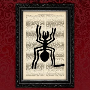 Nazca Line Spider Book Art Dictionary condor Stampa Simboli tribali Stampe Libro Dizionario Pagina Arte popolare Poster Dormitorio Stanza Muro (35- N12)