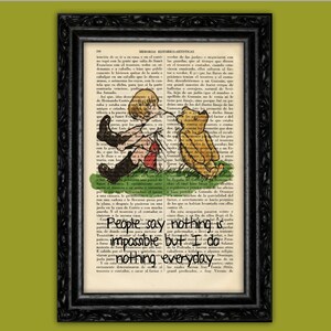 Winnie the Pooh old page printed vintage Art Print E H Shepard Art Quotes Original Dorm Room Print Gift Wall Decor Dictionary (56-Nº6)