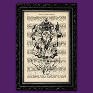 Ganesha Hindu God Art Print Traditional Hindu God Poster Book Art Dorm Room Print Gift Wall Poster Dictionary Art (18)