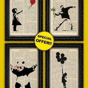 Banksy Set Street Art Print Pack Book Art Gift Dorm Room Print Print Wall Decor Dictionary Banksy Collection (9)