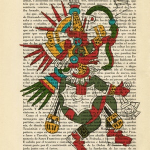 Mayan Kukulcan Art Print Mexican God Traditional Poster Book Art Dorm Room Print Gift Poster Dictionary Antique Book Page Encyclopedia 18 image 2