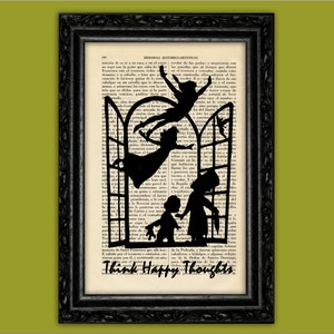 Peter Pan Ventana Happy Thoughts Arte Imprimir Libro Nursery Frame Dormitorio Print Gift Wall Decor Poster Dictionary Print (41-Nº10)