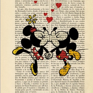 Mickey & Minnie Mouse Retro Kiss Art Print Mickey Minnie Old Poster Book Art Nursery Frame Dorm Room Print Gift Dictionary 32 image 2