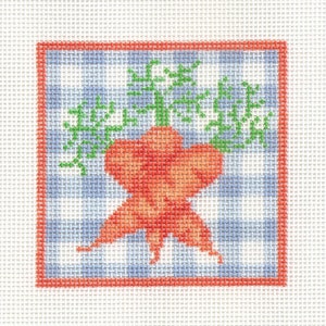 Hand painted needlepoint canvas Carrots ornament 3 inches