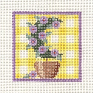 Hand painted needlepoint canvas Moon Topiary 13 mesh 3 1/2 inches square