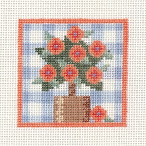 Hand painted needlepoint canvas Star Topiary 13 mesh 3 1/2 inches square
