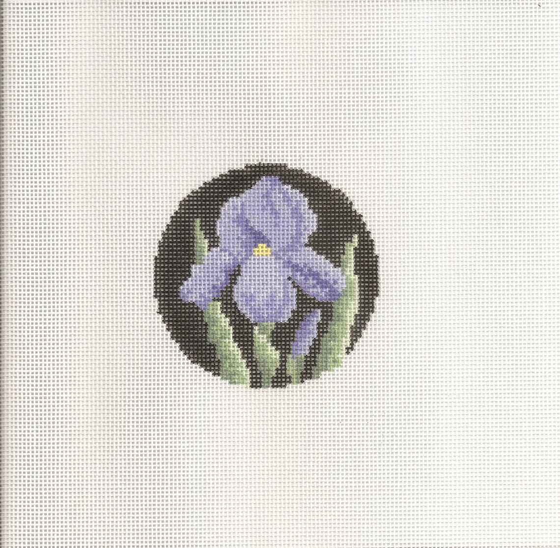 Hand painted needlepoint canvas Iris round 3 inches Etsy 日本