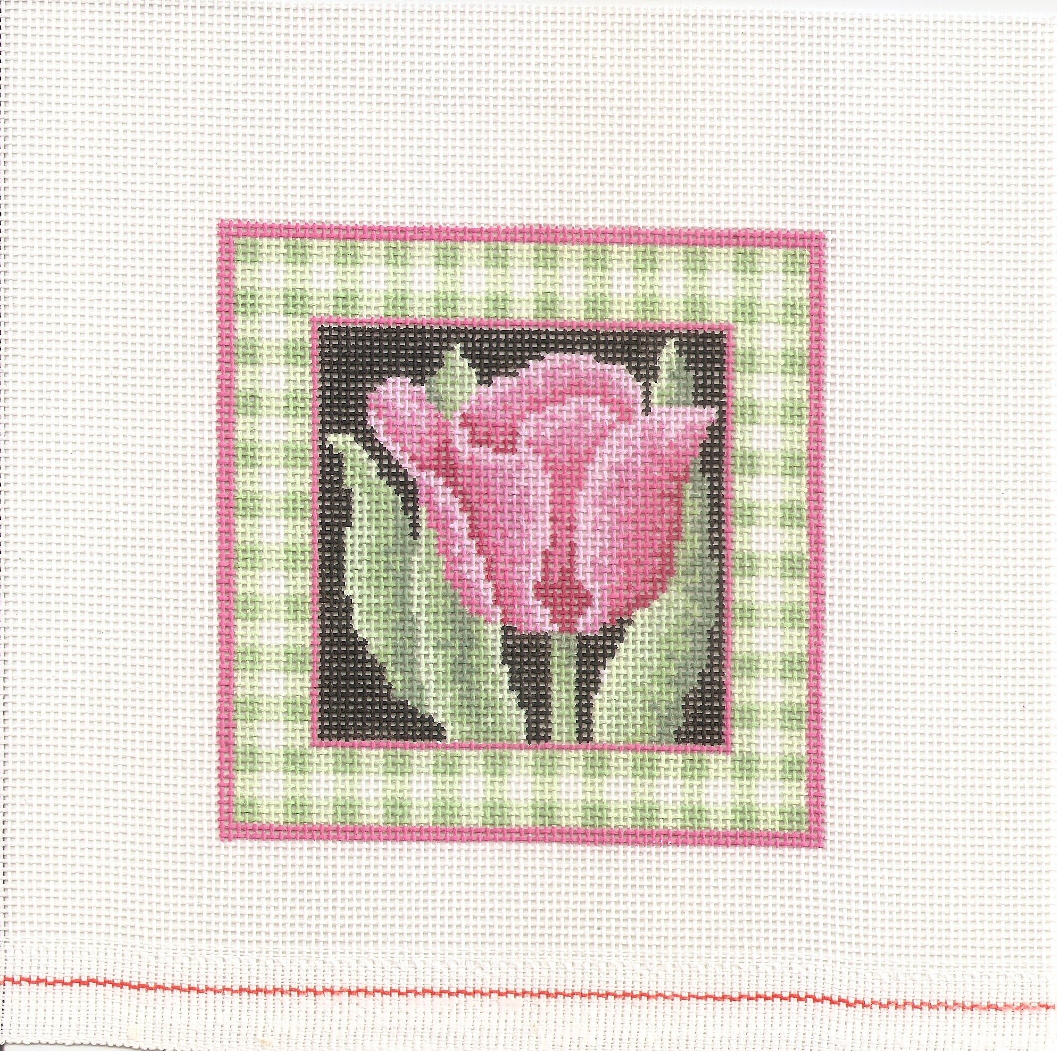 Hand Painted Needlepoint Canvas Tulip Square 4 Inches Etsy