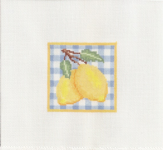 Hand Painted Needlepoint Canvas Lemon Ornament 3 Inches Etsy