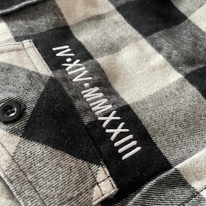 Custom Text Embroidered Plaid Flannel Shirt | Personalized Button-Up
