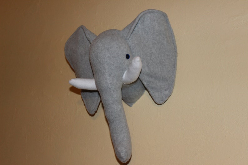 Grey Stuffed Elephant Wall Mount/nursery Decor/home Decor/faux Etsy