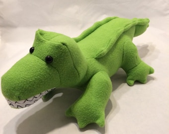 Green fleece stuffed crocodile plushie