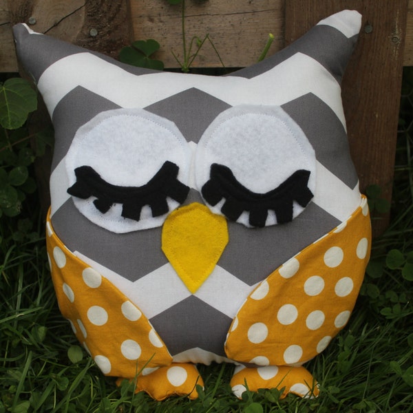 Chevron stuffed owl,room decor,owl pillow,SALE