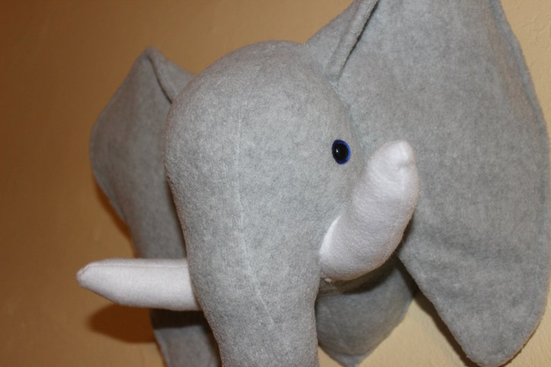 Grey Stuffed Elephant Wall Mount/nursery Decor/home Decor/faux Etsy