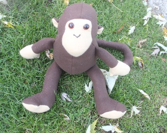 Brown and tan fleece stuffed monkey/toy/plushie