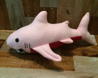 Shark plushie,pink stuffed shark,shark toy, shark softie