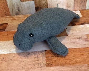 Sale! Stuffed manatee,manatee toy, sea cow.dugong, sea animal, dark grey manatee