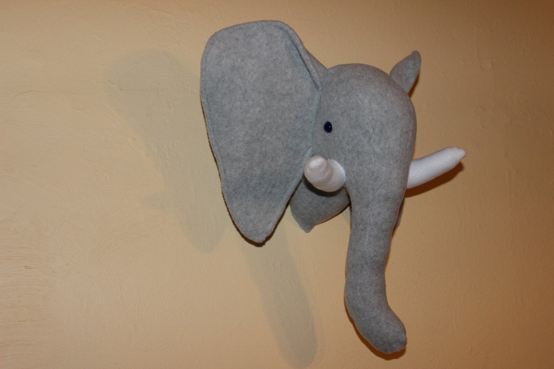 Grey Stuffed Elephant Wall Mount/nursery Decor/home Decor/faux Etsy