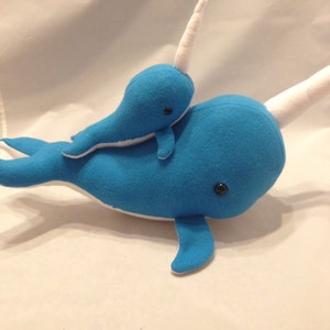 Large and mini stuffed narwhal/choose your colors/narwhal plushie