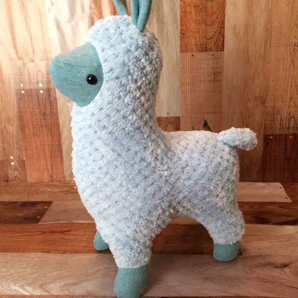 Llama rellena, peluche llama azul, juguete de llama, decoración de llama