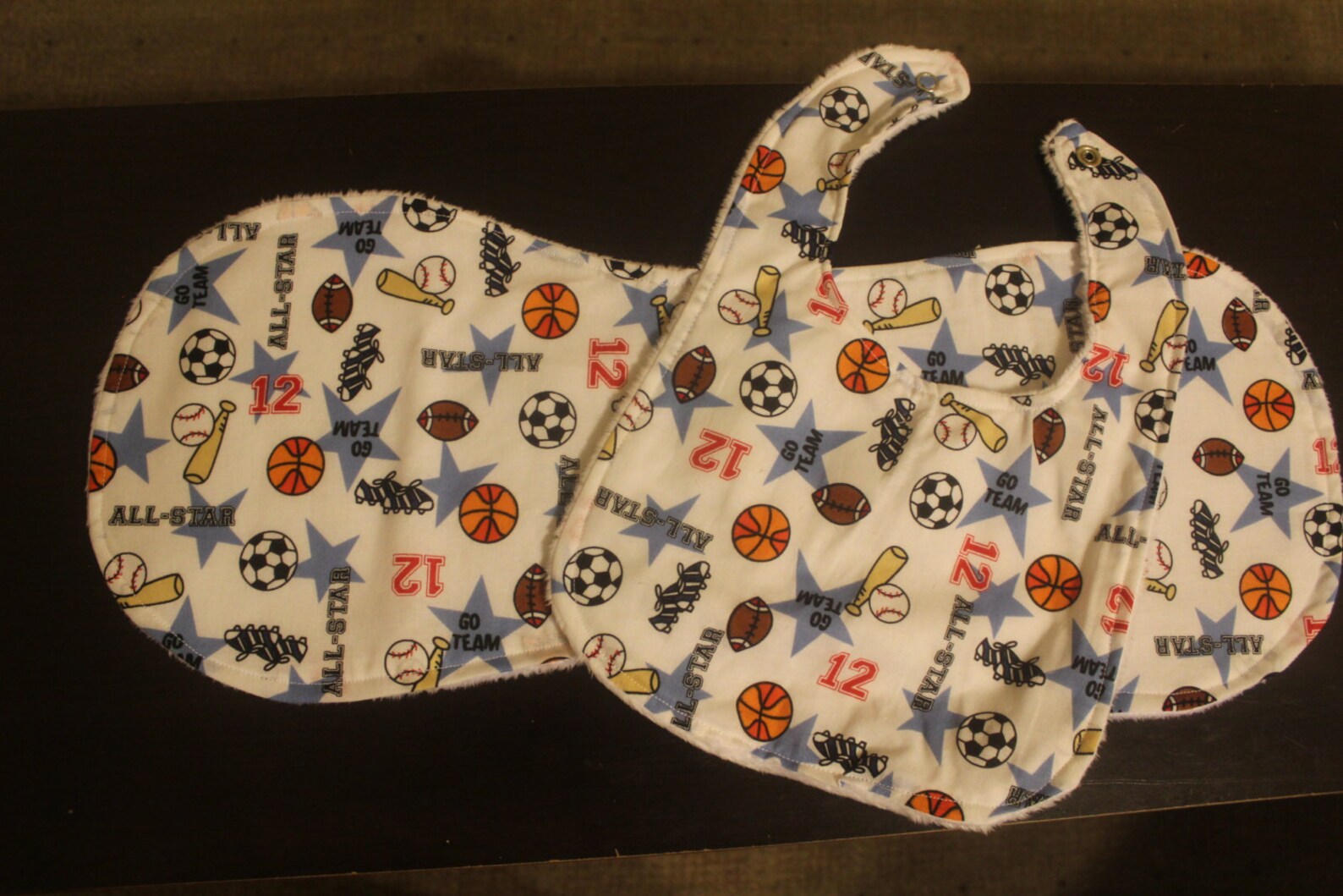 White Sports Themed Baby Bib and Burp Cloth Set Etsy