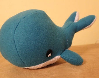 Sale - Solid teal fleece stuffed whale/nursery decor