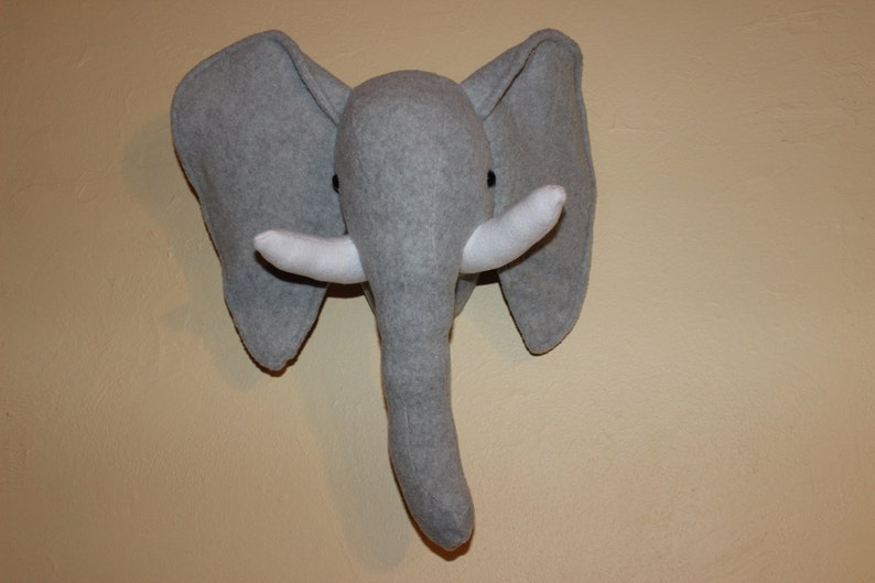 Grey Stuffed Elephant Wall Mount/nursery Decor/home Decor/faux Etsy