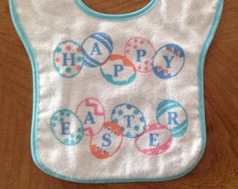 Unisex Baby Easter Bib, Happy Easter Infant Cotton Bib, Gift for Baby, Vintage Baby Shower Gift