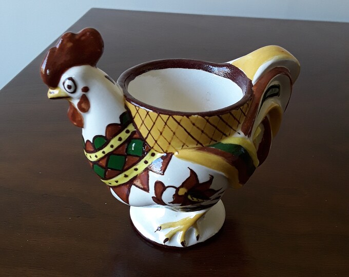 Vintage Ukrainian Folk Art Ceramic Rooster Egg Holder Hand Etsy